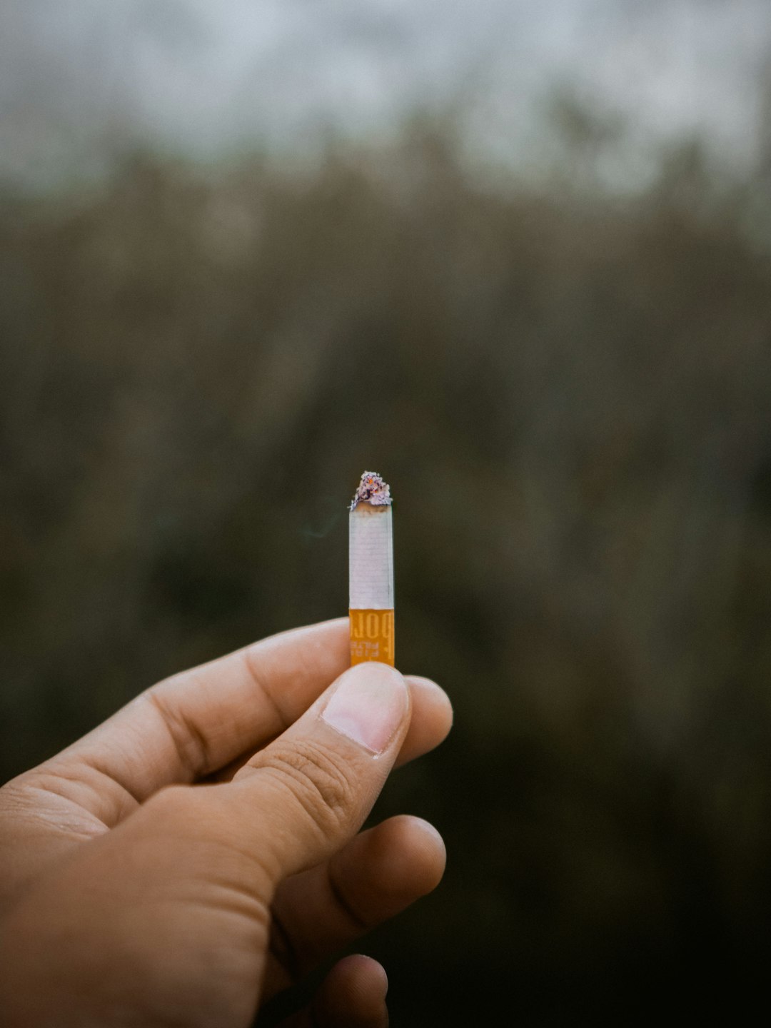 A hand holding cigarette